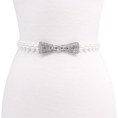 Elastic Pearl Fashion Belt Elastic Belt IVIV/IVORY Os 