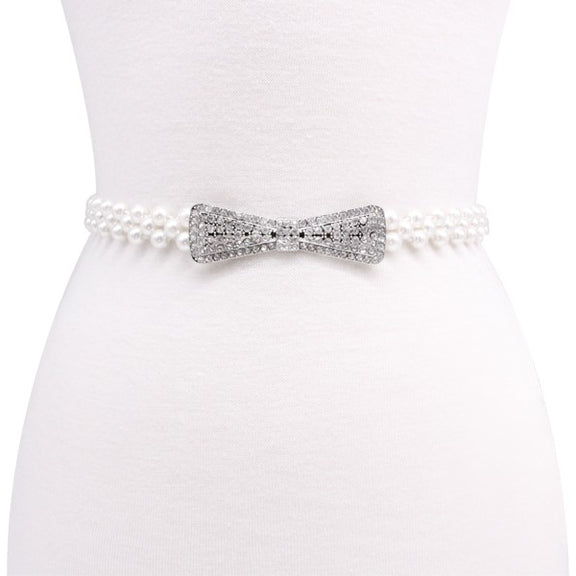 Elastic Pearl Fashion Belt Elastic Belt IVIV/IVORY Os 