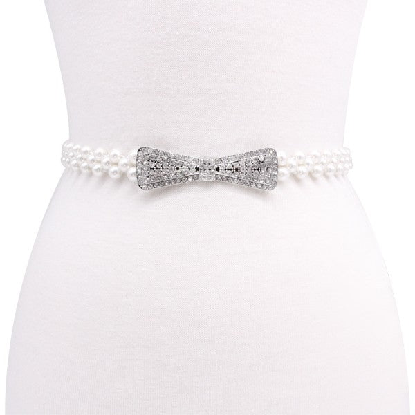 Elastic Pearl Fashion Belt Elastic Belt IVIV/IVORY Os 