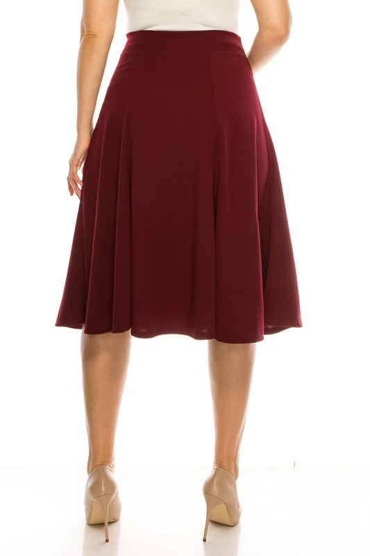 Plus size, paneled, A-line midi skirt    