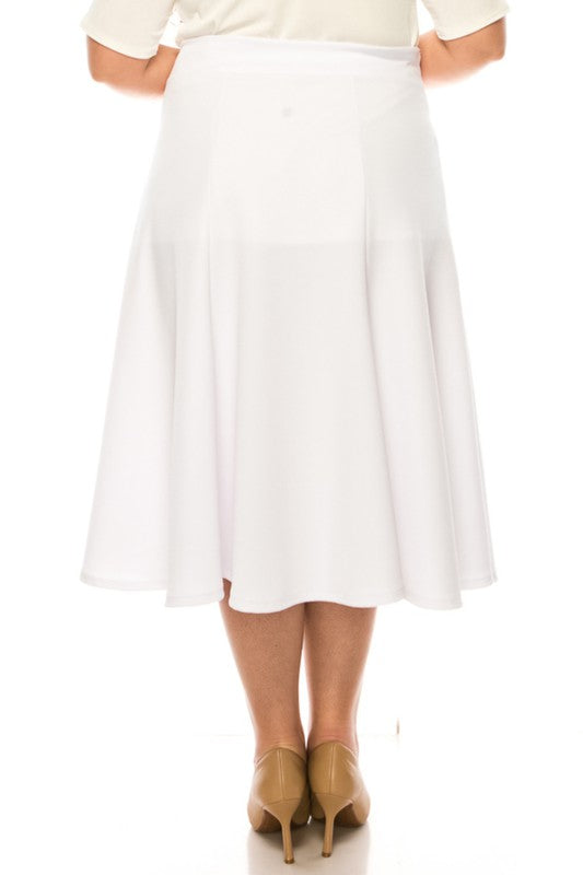 Plus size, paneled, A-line midi skirt    