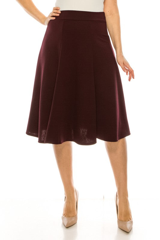 Plus size, paneled, A-line midi skirt  Purple XL 