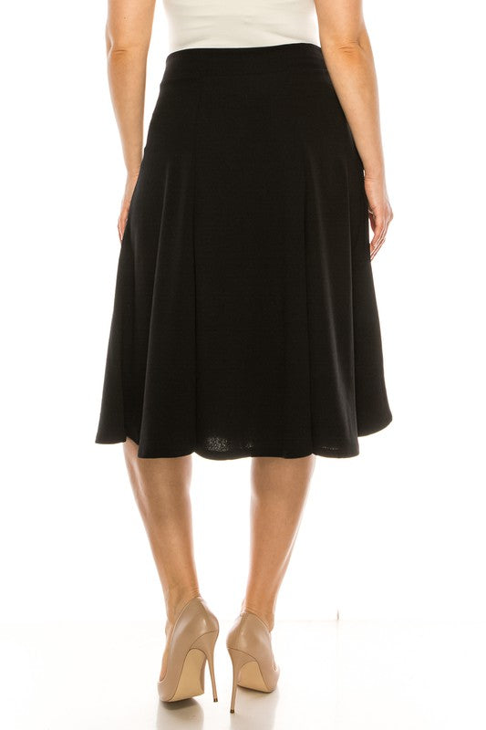 Plus size, paneled, A-line midi skirt    