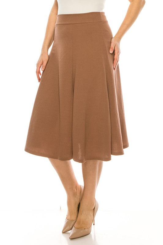 Plus size, paneled, A-line midi skirt    