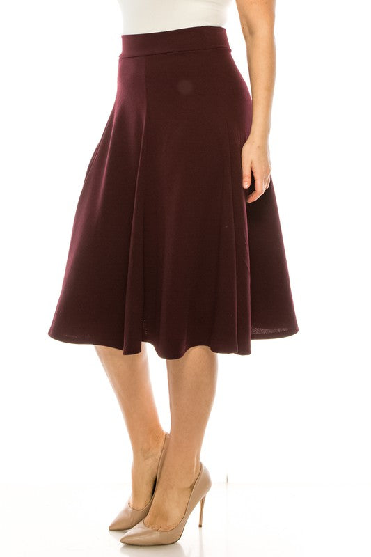 Plus size, paneled, A-line midi skirt    