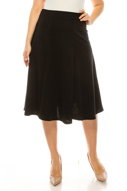 Plus size, paneled, A-line midi skirt  Black XL 