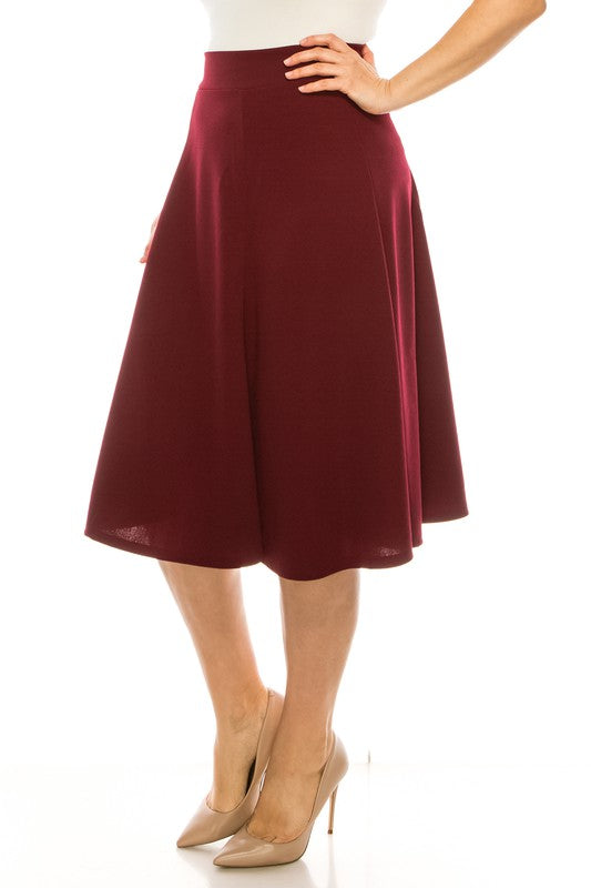 Plus size, paneled, A-line midi skirt    