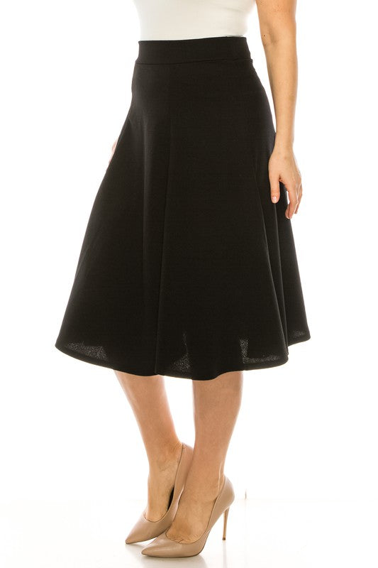 Plus size, paneled, A-line midi skirt    