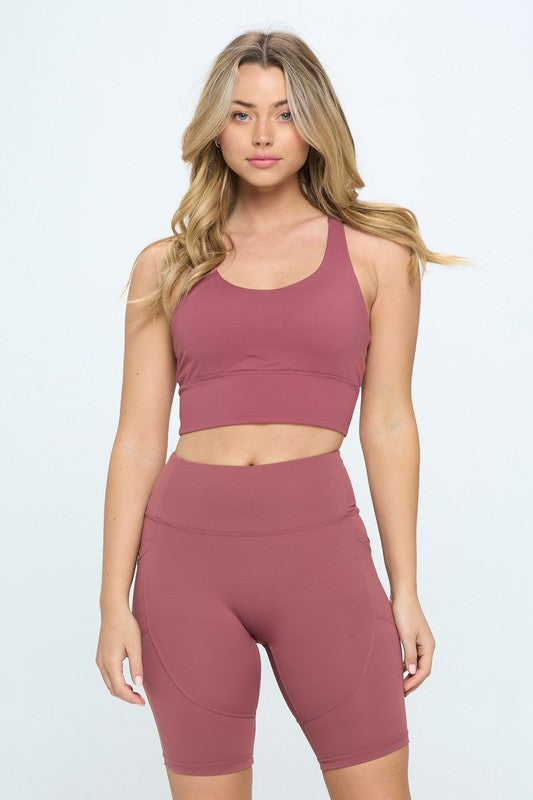 Criss Cross Back Sports Bra Active wear Sports Bra Mauve S 