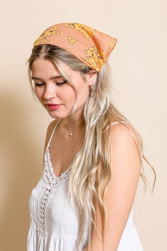 Bohemian Floral Lace Headscarf Headscarf   