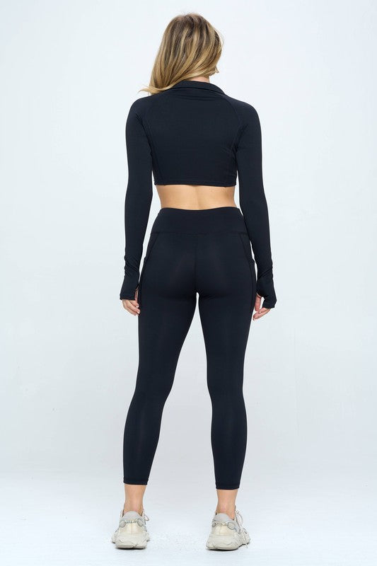 Long Sleeve Activewear Set Top and Leggings Activewear Set   