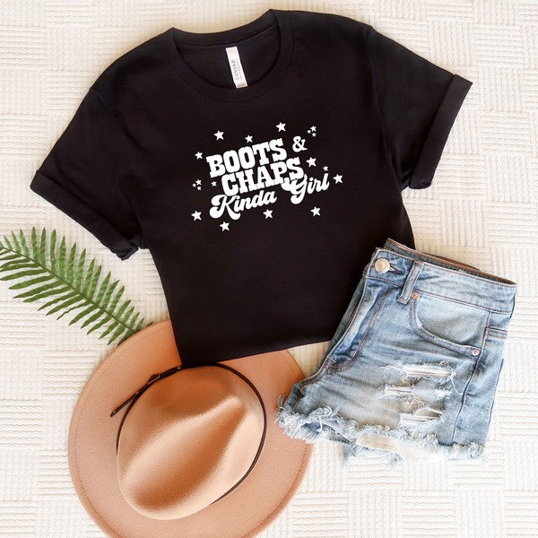 Boots And Chaps Kinda Girl Short Sleeve Tee graphic t-shirt Black XS 