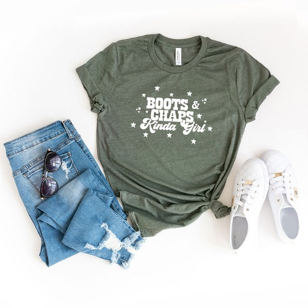 Boots And Chaps Kinda Girl Short Sleeve Tee graphic t-shirt Army Green XS 