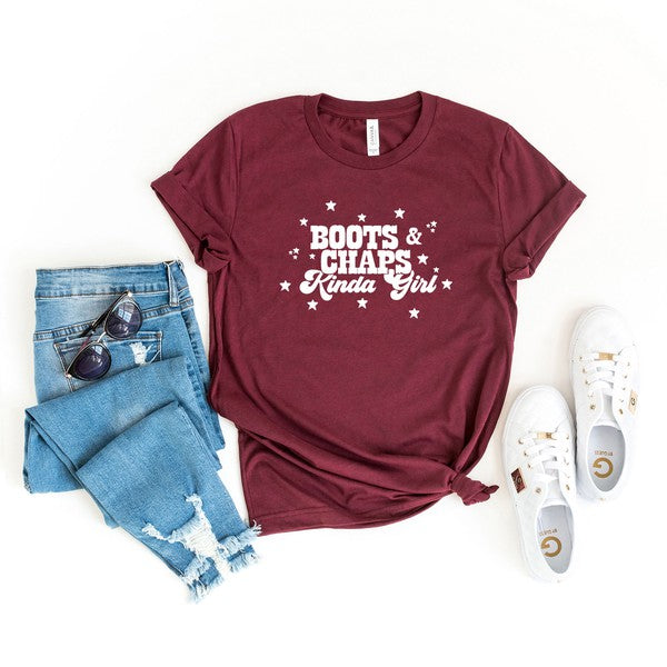 Boots And Chaps Kinda Girl Short Sleeve Tee graphic t-shirt Maroon XS 