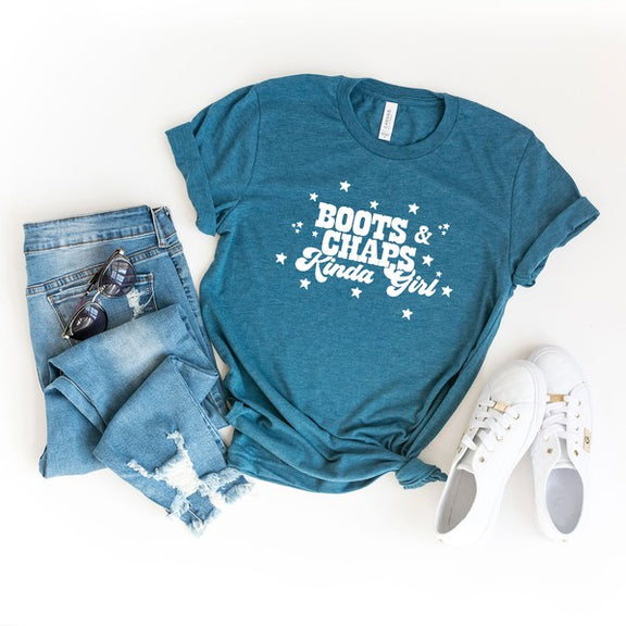 Boots And Chaps Kinda Girl Short Sleeve Tee graphic t-shirt Teal XS 