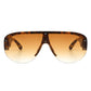 Half Frame Retro Oversize Aviator Sunglasses Oversize Sunglasses Tortoise OneSize 