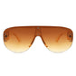 Half Frame Retro Oversize Aviator Sunglasses Oversize Sunglasses Tan OneSize 