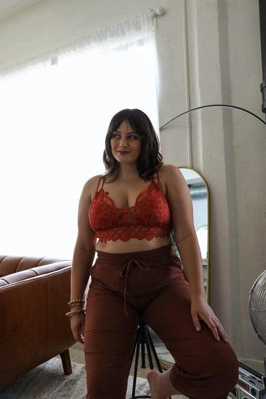 Curvy- Padded Crochet Lace Longline Bralette