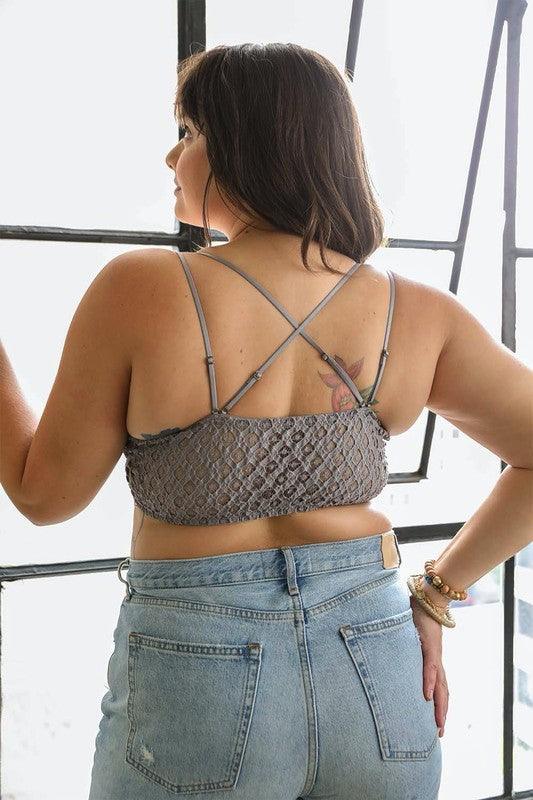 Curvy- Padded Crochet Lace Longline Bralette - Three Mad Hatters Mercantile 