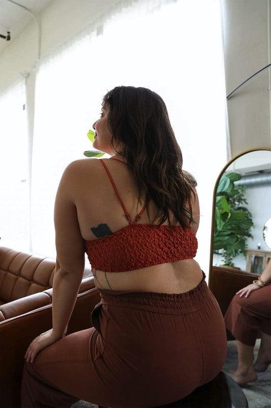 Curvy- Padded Crochet Lace Longline Bralette - Three Mad Hatters Mercantile 