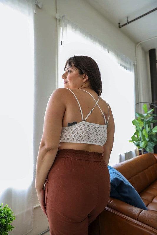 Curvy- Padded Crochet Lace Longline Bralette - Three Mad Hatters Mercantile 