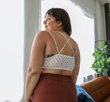 Curvy- Padded Crochet Lace Longline Bralette