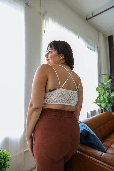 Curvy- Padded Crochet Lace Longline Bralette