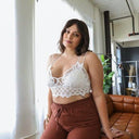 Curvy- Padded Crochet Lace Longline Bralette