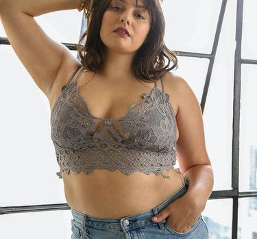 Curvy- Padded Crochet Lace Longline Bralette