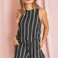 Summer Stripe  Blouson Romper w/ Pocket Romper   