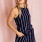 Summer Stripe  Blouson Romper w/ Pocket Romper   