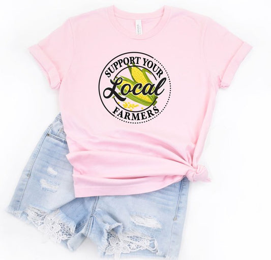 Corn - Support Local Famers Graphic Tee Womens Graphic T-shirt PInk L 