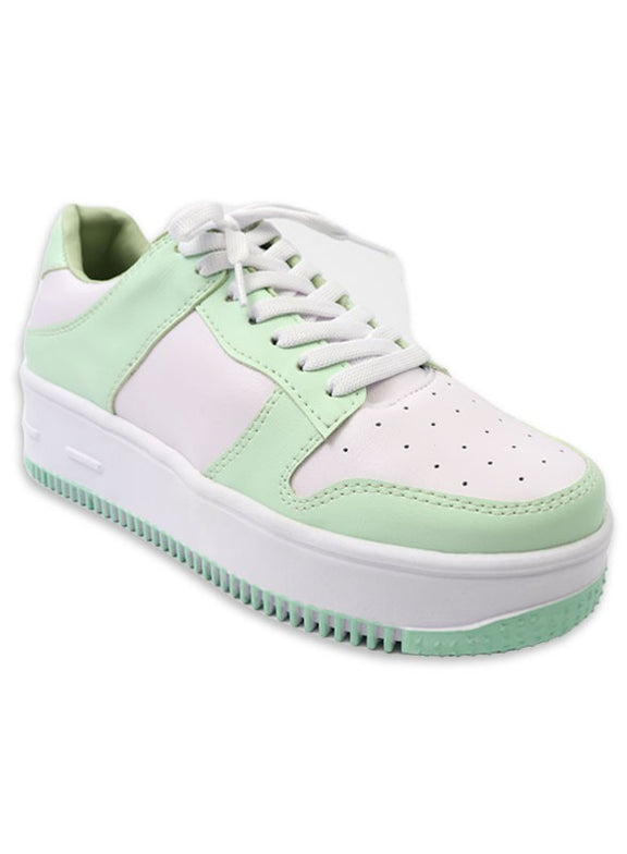 Lace up Low Top Platform Sneaker Lace Up Sneaker Green 7 