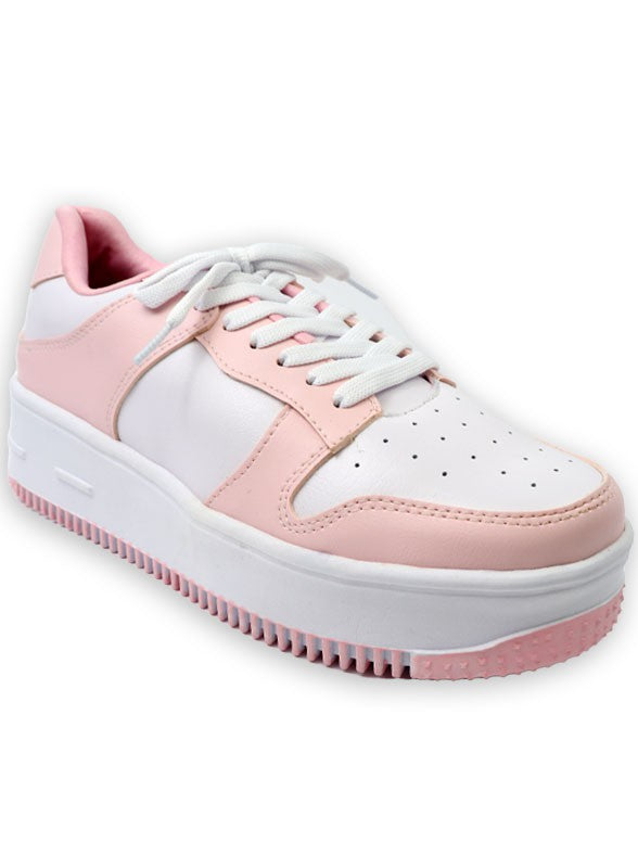 Lace up Low Top Platform Sneaker Lace Up Sneaker Pink 6 