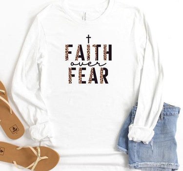 Faith Over Fear Leopard Long Sleeve Tee