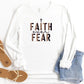 Faith Over Fear Leopard Long Sleeve Tee graphic t-shirt White S 