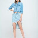 Rebel Chic: Front Destroyed Denim Skirt