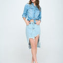 Rebel Chic: Front Destroyed Denim Skirt