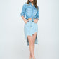 FRONT DESTROYED DENIM SKIRT Denim Skirt   