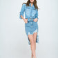 FRONT DESTROYED DENIM SKIRT Denim Skirt   