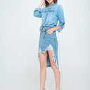 Rebel Chic: Front Destroyed Denim Skirt