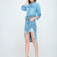 FRONT DESTROYED DENIM SKIRT Denim Skirt   