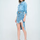 FRONT DESTROYED DENIM SKIRT Denim Skirt   