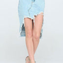 Rebel Chic: Front Destroyed Denim Skirt