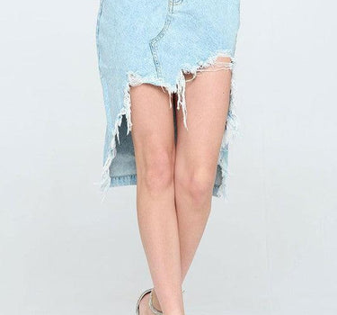 Rebel Chic: Front Destroyed Denim Skirt