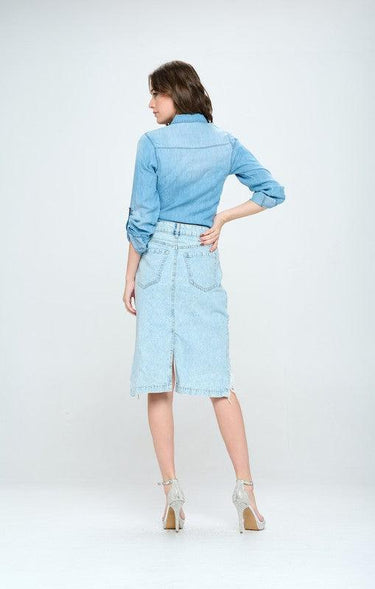 Rebel Chic: Front Destroyed Denim Skirt