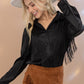 Satin Shirt Blouse with Chevron Fringe Long Sleeve Blouse   