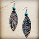 Oval Earrings in Brown Floral w/ Turquoise Accent Turquoise Earrings brown 1 