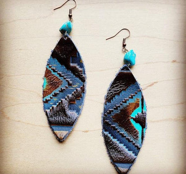 Oval Earrings in Blue Navajo w/ Turquoise Accent