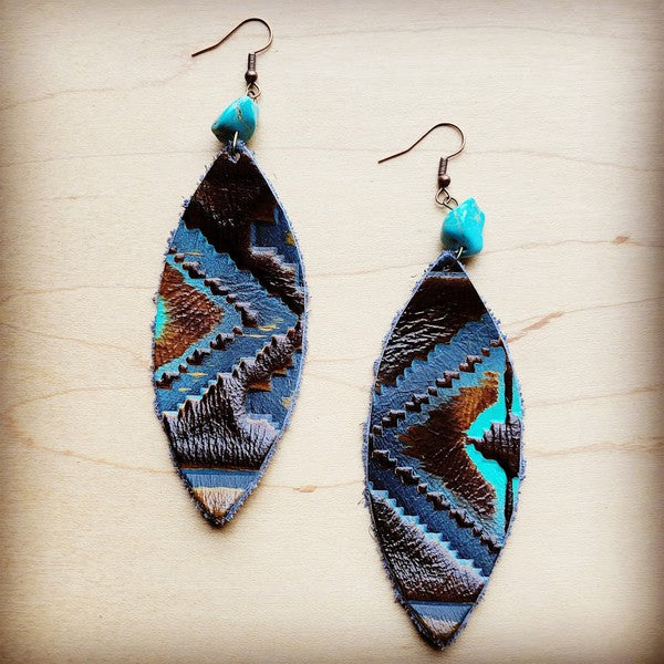 Oval Earrings in Blue Navajo w/ Turquoise Accent Turquoise blue 1 
